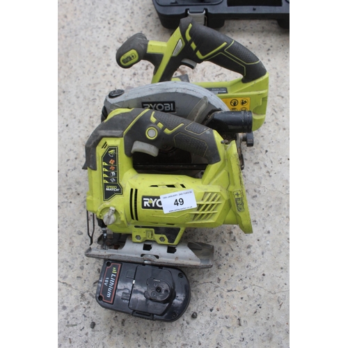 49 - RYOBI JIGSAW , SAW AND BATTERY IN WORKING ORDER  NO VAT