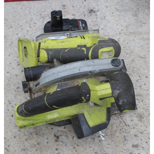 49 - RYOBI JIGSAW , SAW AND BATTERY IN WORKING ORDER  NO VAT