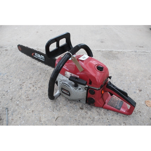 72 - KIAM PETROL CHAIN SAW + VAT