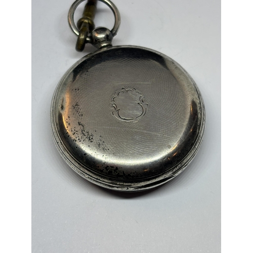 526 - A HALLMARKED LONDON GEORGIAN SILVER POCKET WATCH WITH WHITE ENAMEL FACE, SUB DIAL AND ROMAN NUMERALS... 