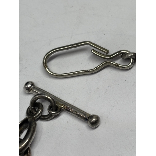 559 - A HALLMARKED SHEFFIELD SILVER HALF ALBERT WATCH CHAIN (END CLIP NOT SILVER)