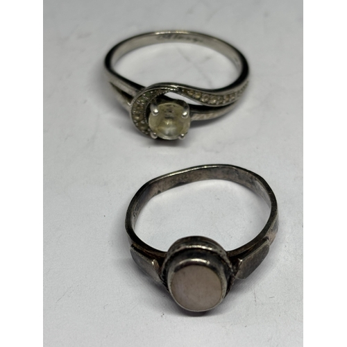 563 - SIX VARIOUS SILVER RINGS