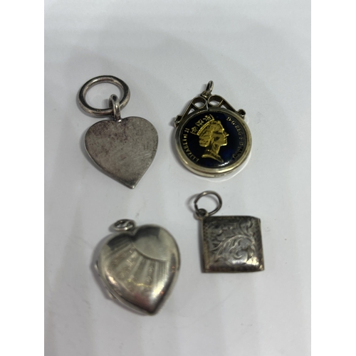 578 - VARIOUS SILVER ITEMS SEVEN PENDANTS, RING AND A 1920 THREE PENCE