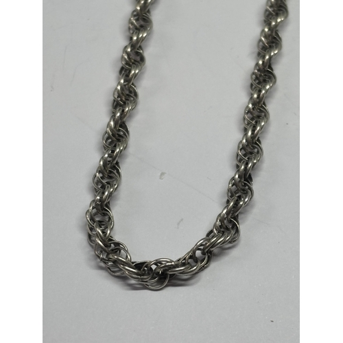 591 - A SILVER ROPE NECKLACE AND BRACELET