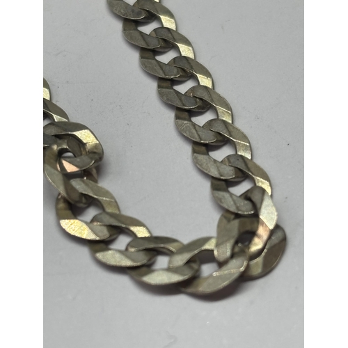 597 - A SILVER FLAT LINK NECKLACE LENGTH 18