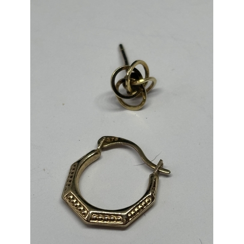 610 - FOUR GOLD EARRINGS 0NE A/F GROSS WEIGHT 1.2 GRAMS