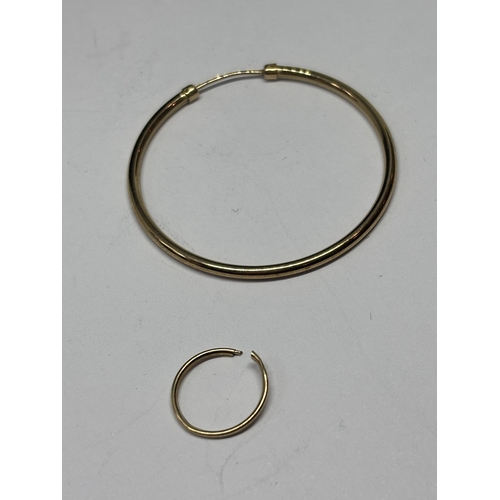 610 - FOUR GOLD EARRINGS 0NE A/F GROSS WEIGHT 1.2 GRAMS