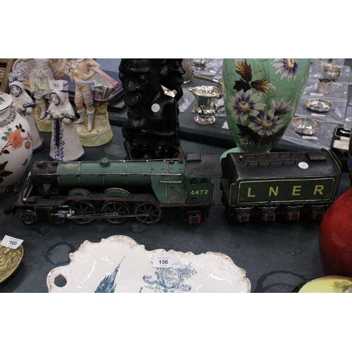 157 - A LARGE METAL MODEL OF THE FLYING SCOTSMAN WITH TENDER, LENGTH 65CM