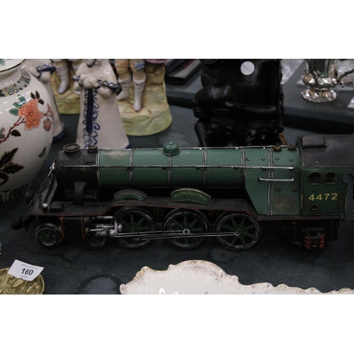 157 - A LARGE METAL MODEL OF THE FLYING SCOTSMAN WITH TENDER, LENGTH 65CM