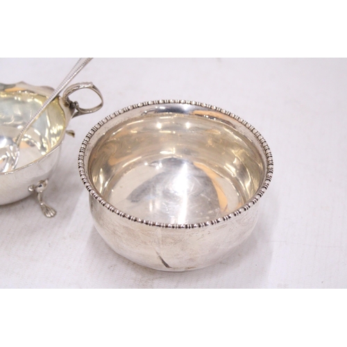 25 - THREE PIECES OF HALLMARKED SILVER TO INCLUDE A BIRMINGHAM SUGAR BOWL, A CHESTER CREAM JUG AND A BIRM... 