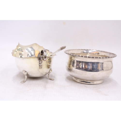 25 - THREE PIECES OF HALLMARKED SILVER TO INCLUDE A BIRMINGHAM SUGAR BOWL, A CHESTER CREAM JUG AND A BIRM... 