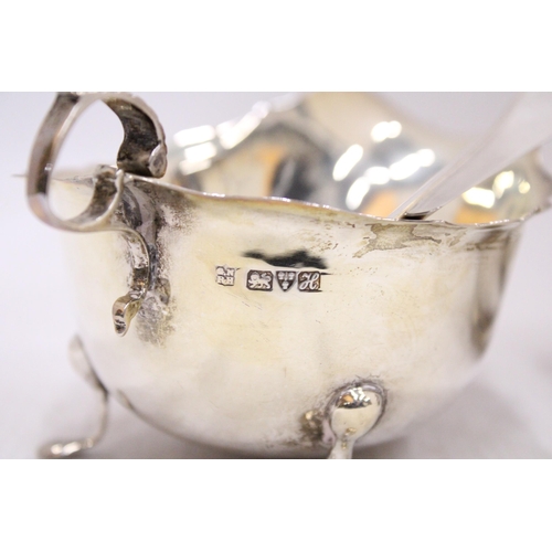 25 - THREE PIECES OF HALLMARKED SILVER TO INCLUDE A BIRMINGHAM SUGAR BOWL, A CHESTER CREAM JUG AND A BIRM... 