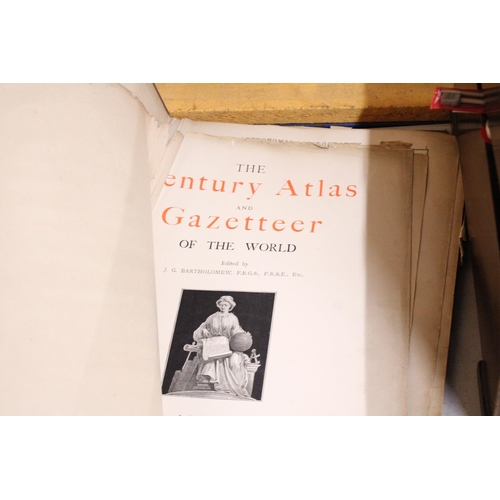 43 - A VINTAGE DAILY EXPRESS WAR MAP OF EUROPE PLUS AN 1890 EDITION OF 'THE CENTURY ATLAS AND GAZETTEER O... 