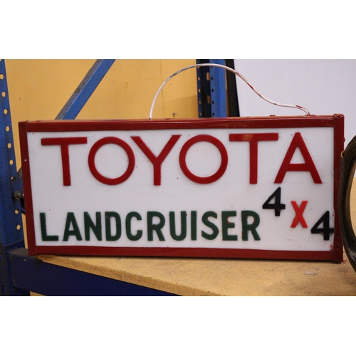 50 - A TOYOTA LANDCRUISER 4X4 ILLUMINATED LIGHT BOX SIGN - 62 CM (L) 10.75 CM (H) 10 CM (D)