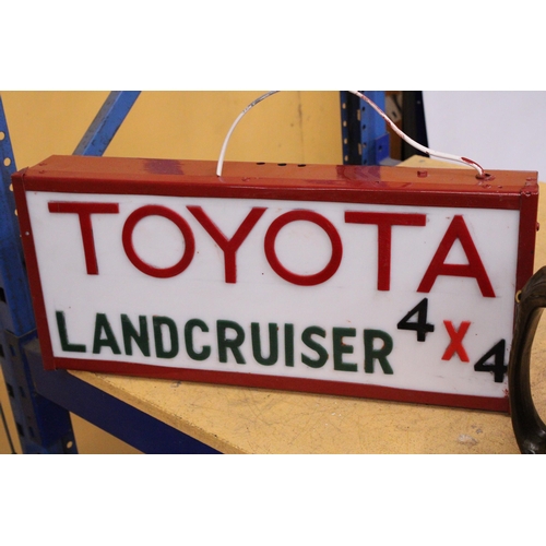 50 - A TOYOTA LANDCRUISER 4X4 ILLUMINATED LIGHT BOX SIGN - 62 CM (L) 10.75 CM (H) 10 CM (D)