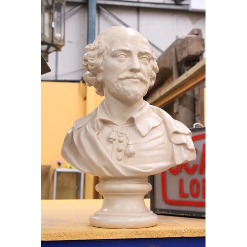 60 - A VINTAGE PARIAN BUST OF WILLIAM SHAKESPEARE, HEIGHT APPROX 52CM