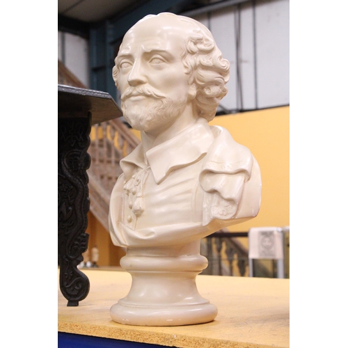 60 - A VINTAGE PARIAN BUST OF WILLIAM SHAKESPEARE, HEIGHT APPROX 52CM