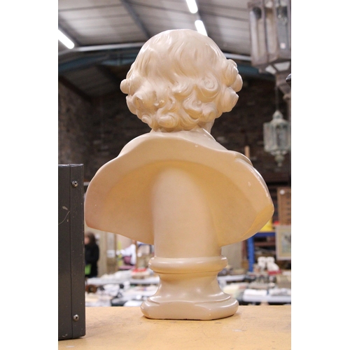 60 - A VINTAGE PARIAN BUST OF WILLIAM SHAKESPEARE, HEIGHT APPROX 52CM