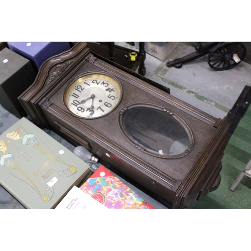 62 - A VINTAGE OAK CASED, WESTMINSTER CHIMING WALL CLOCK, 'MORATH BROS. LIVERPOOL', HEIGHT 73CM