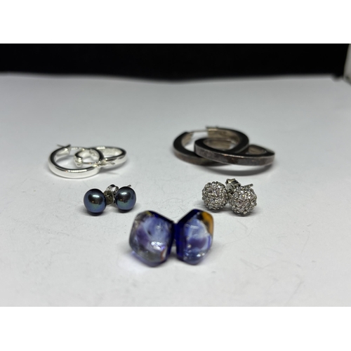 684 - FIVE PAIRS OF SILVER EARRINGS