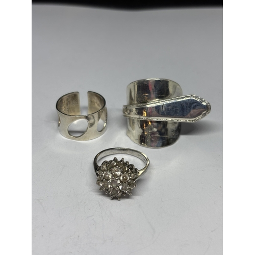 688 - FIVE VARIOUS SILVER RINGS