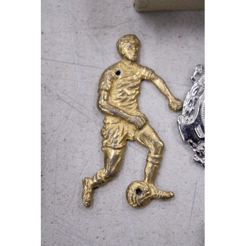 198 - FIVE FOOTBALL THEMED MEDALLIONS/FOBS