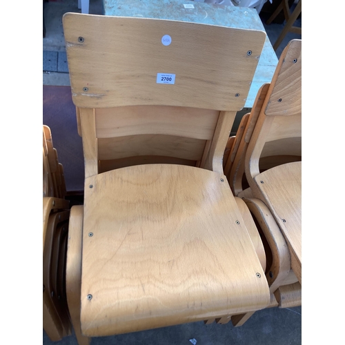 2700 - SIX MORLEYS FURNITURE BENTWOOD CLASSROOM STACKING CHAIRS