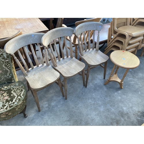 2702 - THREE VICTORIAN STYLE KITCHEN CHAIRS AND A 16