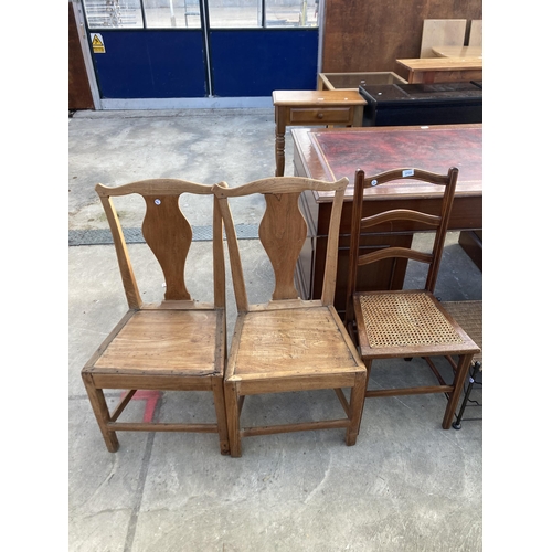 2705 - A PAIR OF 19TH CENTURY ELM COUNTRY CHAIRS AND EDWARDIAN BEDROOM CHAIR