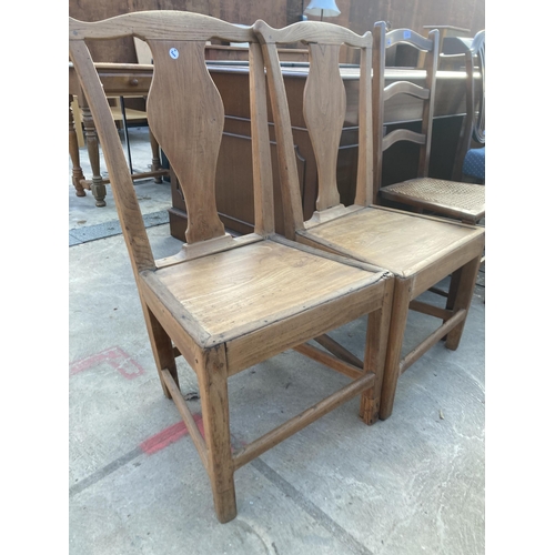 2705 - A PAIR OF 19TH CENTURY ELM COUNTRY CHAIRS AND EDWARDIAN BEDROOM CHAIR