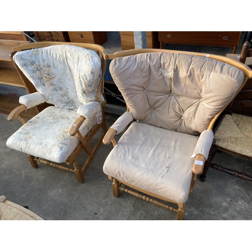 2707 - A PAIR OF COTTAGE FIRESIDE CHAIRS WITH CURVED BACKS