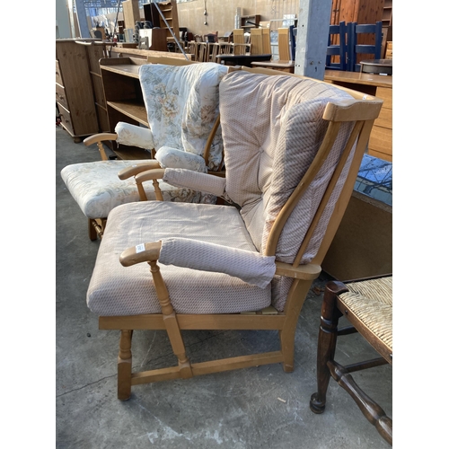 2707 - A PAIR OF COTTAGE FIRESIDE CHAIRS WITH CURVED BACKS