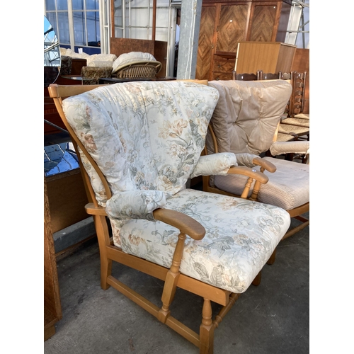 2707 - A PAIR OF COTTAGE FIRESIDE CHAIRS WITH CURVED BACKS