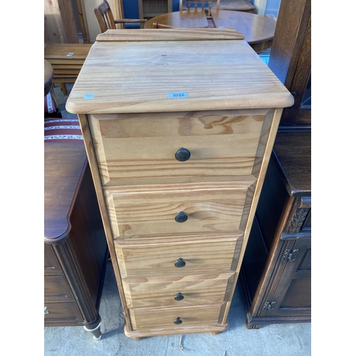 2725 - A PINE CHEST OF FOUR DRAWERS, 18