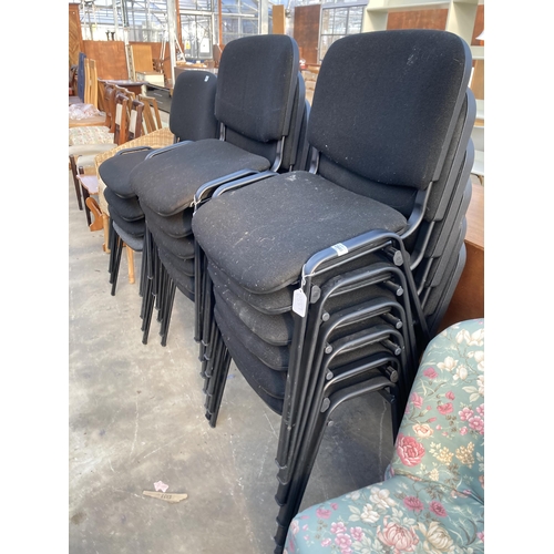 2840 - SIXTEEN BLACK METAL FRAMED STACKING CHAIRS