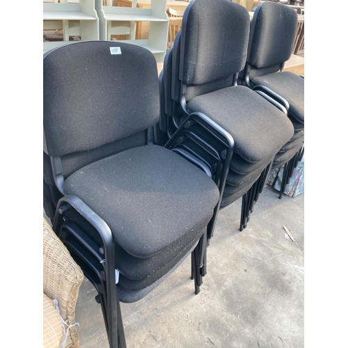 2840 - SIXTEEN BLACK METAL FRAMED STACKING CHAIRS