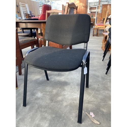 2840 - SIXTEEN BLACK METAL FRAMED STACKING CHAIRS