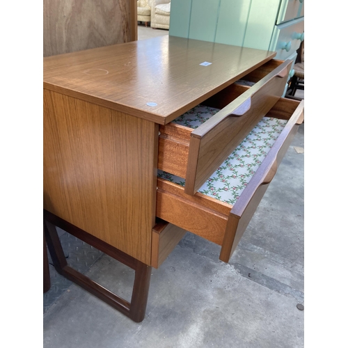 2856 - A RETRO TEAK CHEST OF THREE DRAWERS, 29.5