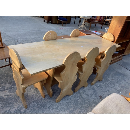 2882 - AN ELM REFECTORY STYLE TABLE, 84