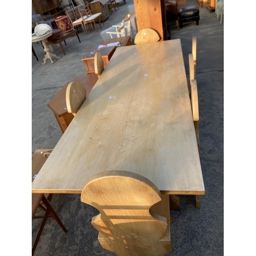 2882 - AN ELM REFECTORY STYLE TABLE, 84