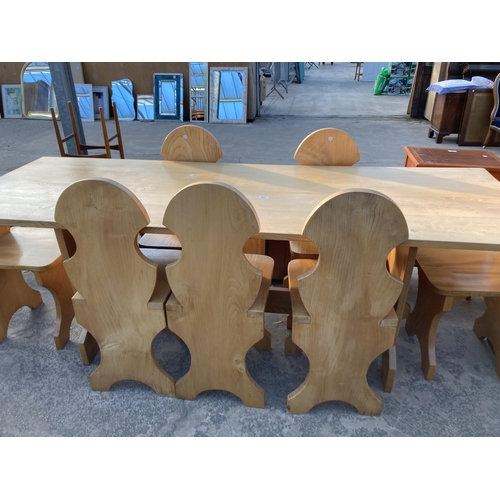 2882 - AN ELM REFECTORY STYLE TABLE, 84