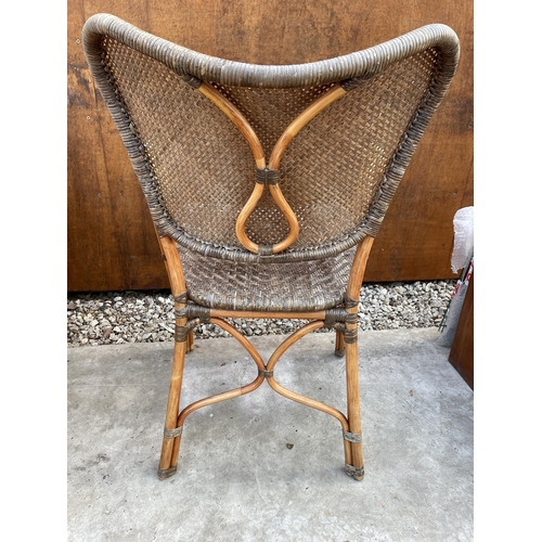 2516 - A MID 20TH CENTURY BAMBOO AND WICKER ARM CHAIR