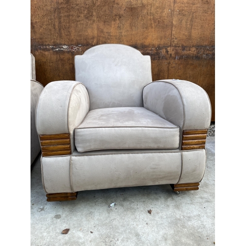 2517 - A PAIR OF ART DECO STYLE EASY CHAIRS