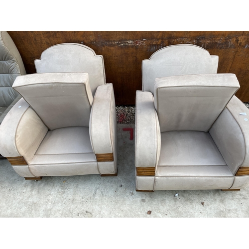 2517 - A PAIR OF ART DECO STYLE EASY CHAIRS