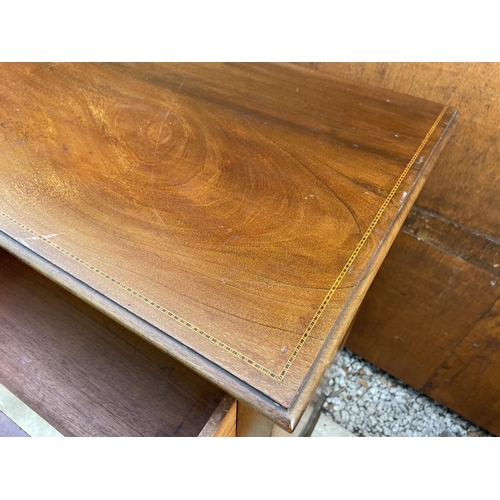 2522 - AN EDWARDIAN MAHOGANY AND INLAID CHEST OF TWO SHORT AND THREE LONG GRADUATED DRAWERS, 42