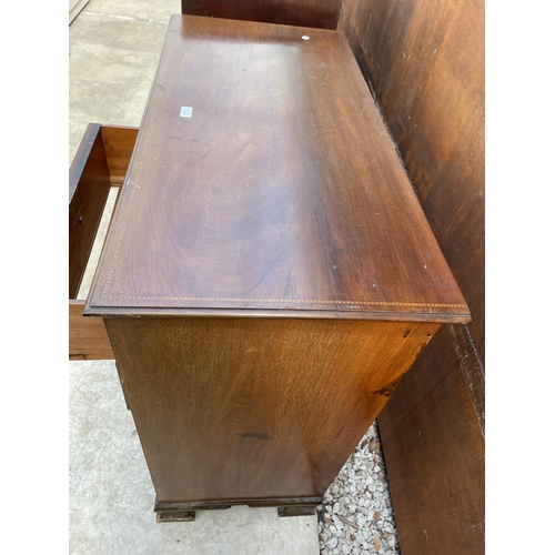 2522 - AN EDWARDIAN MAHOGANY AND INLAID CHEST OF TWO SHORT AND THREE LONG GRADUATED DRAWERS, 42