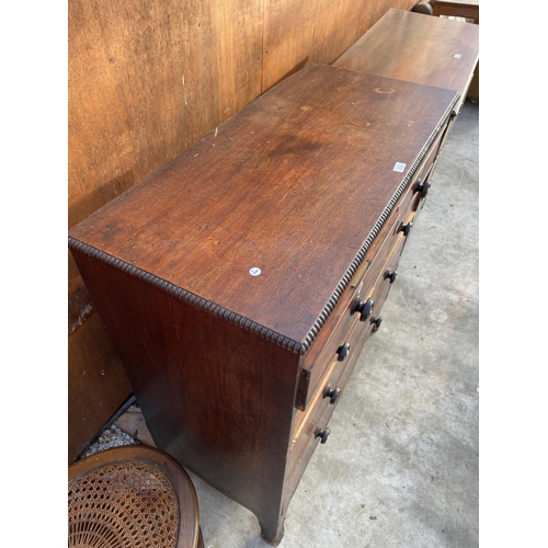 2523 - A 19TH CENTURY MAHOGANY CHEST OF TWO SHORT AND THREE LONG GRADUATED DRAWERS, 42