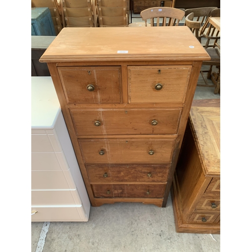 2536 - A HARDWOOD CHEST OF TWO SHORT AND FOUR LONG DRAWERS, 24