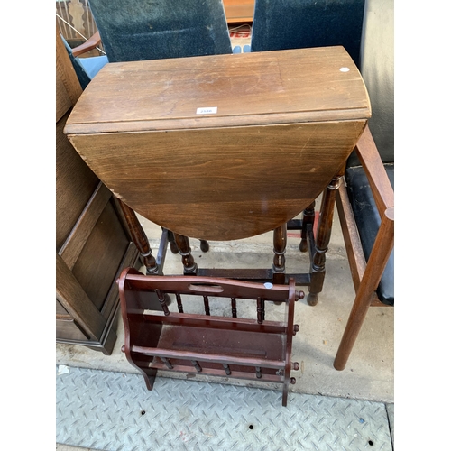 2586 - A SMALL OVAL BEECH GATE LEG TABLE, 36