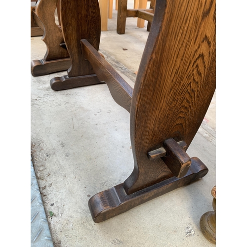 2591 - AN OAK TWO TIER CENTRE TABLE WITH CLOVER LEAF ENDS, 27